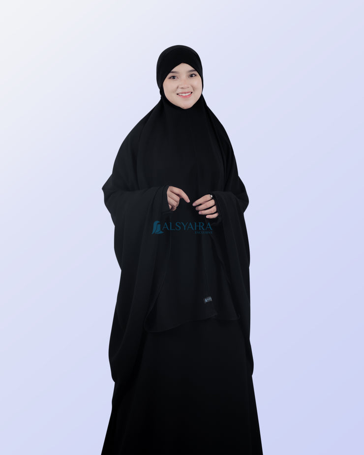 Alsyahra Exclusive Khimar Bandana Cadar Tali Jetblack Size XL
