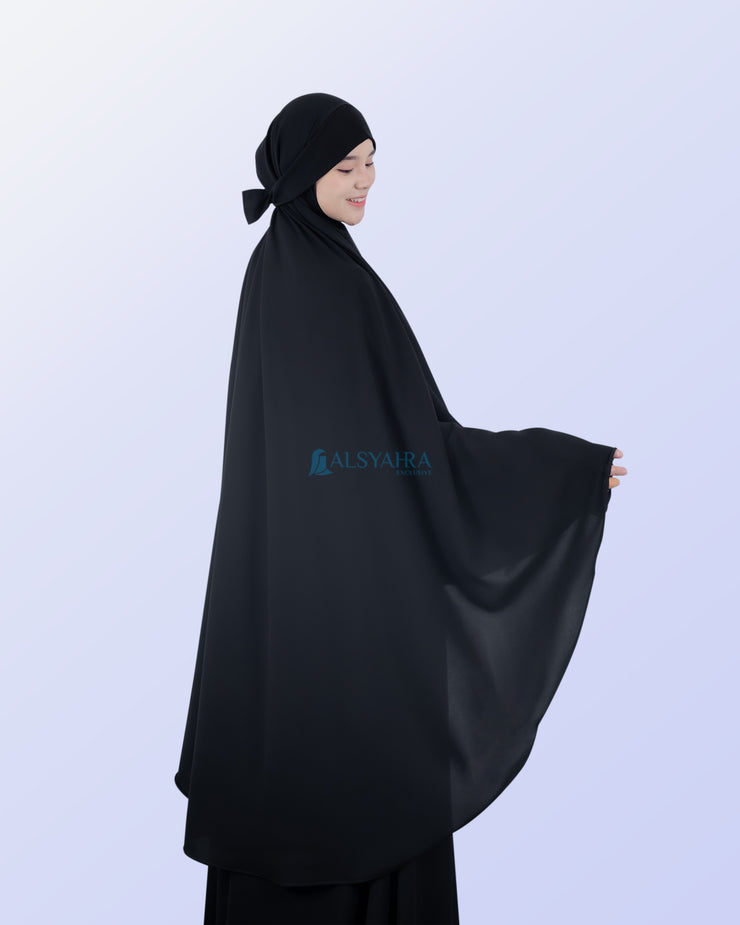 Alsyahra Exclusive Khimar Bandana Cadar Tali Jetblack Size XL