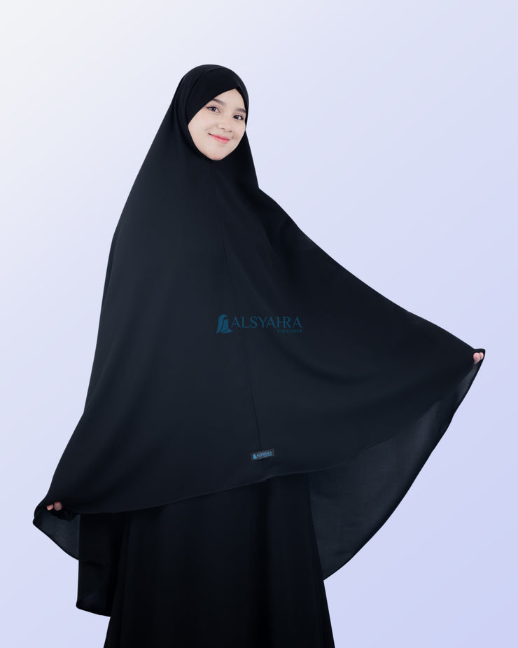 Alsyahra Exclusive Khimar Bandana Cadar Tali Jetblack Size XL
