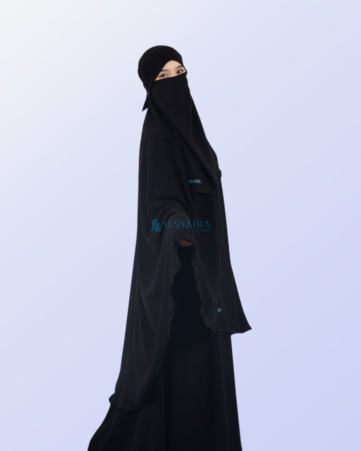 Alsyahra Exclusive Khimar Bandana Cadar Tali Jetblack Size XXL