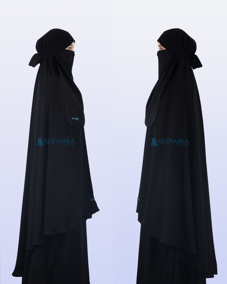 Alsyahra Exclusive Khimar Bandana Cadar Tali Jetblack Size XXL