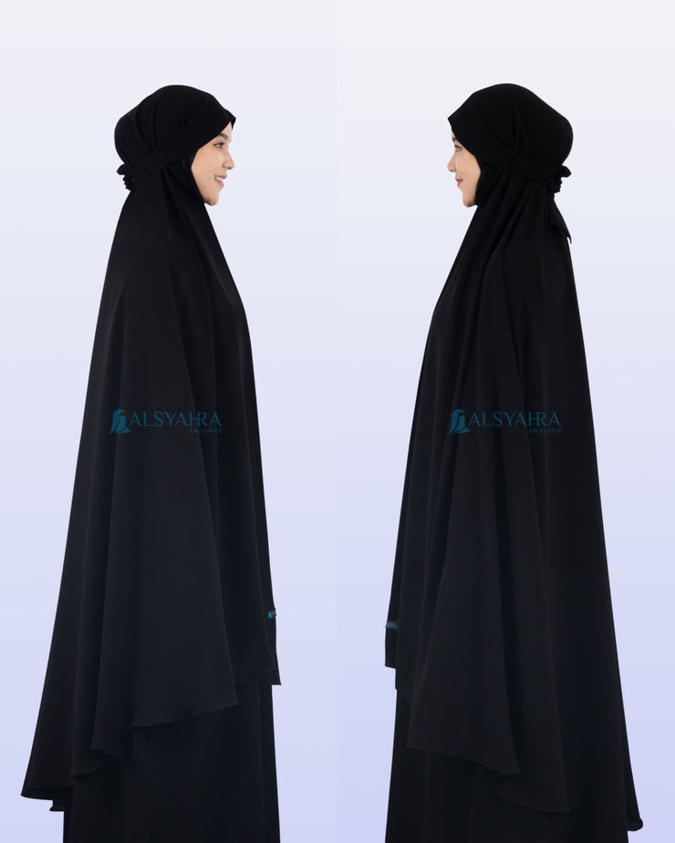 Alsyahra Exclusive Khimar Bandana Cadar Tali Jetblack Size XXL