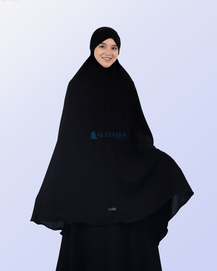 Alsyahra Exclusive Khimar Bandana Cadar Tali Jetblack Size XXL