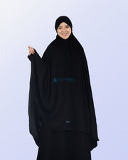 Alsyahra Exclusive Khimar Bandana Cadar Tali Jetblack Size XXL