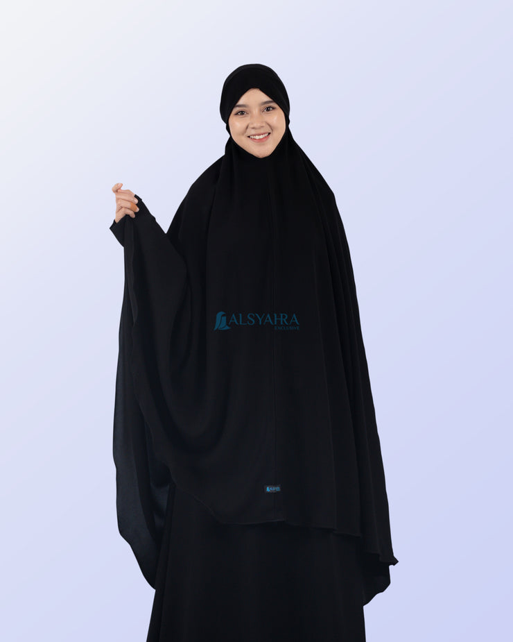 Alsyahra Exclusive Khimar Bandana Cadar Tali Jetblack Size XXL