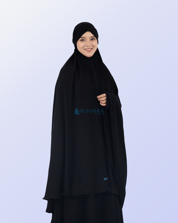 Alsyahra Exclusive Khimar Bandana Cadar Tali Jetblack Size XXL