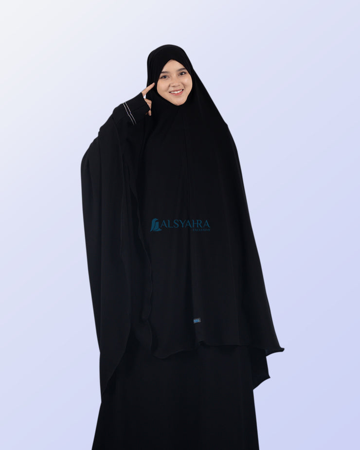 Alsyahra Exclusive Khimar Bandana Cadar Tali Jetblack Size XXL