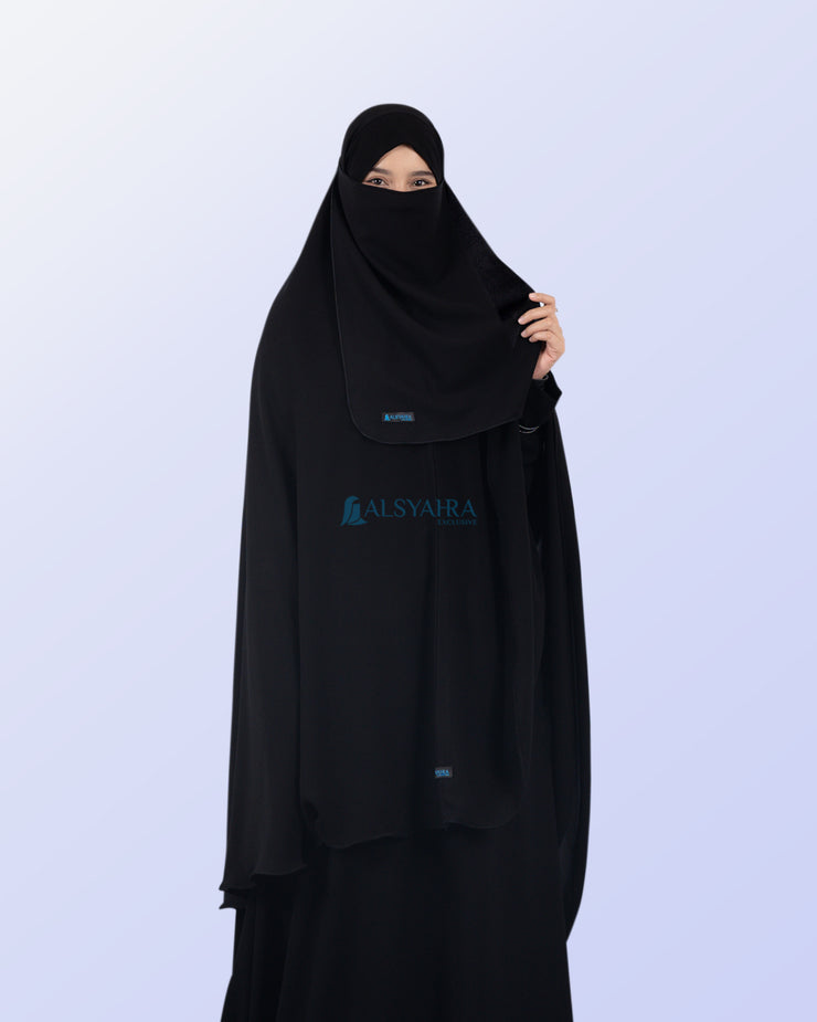 Alsyahra Exclusive Khimar Bandana Cadar Tali Jetblack Size XXL