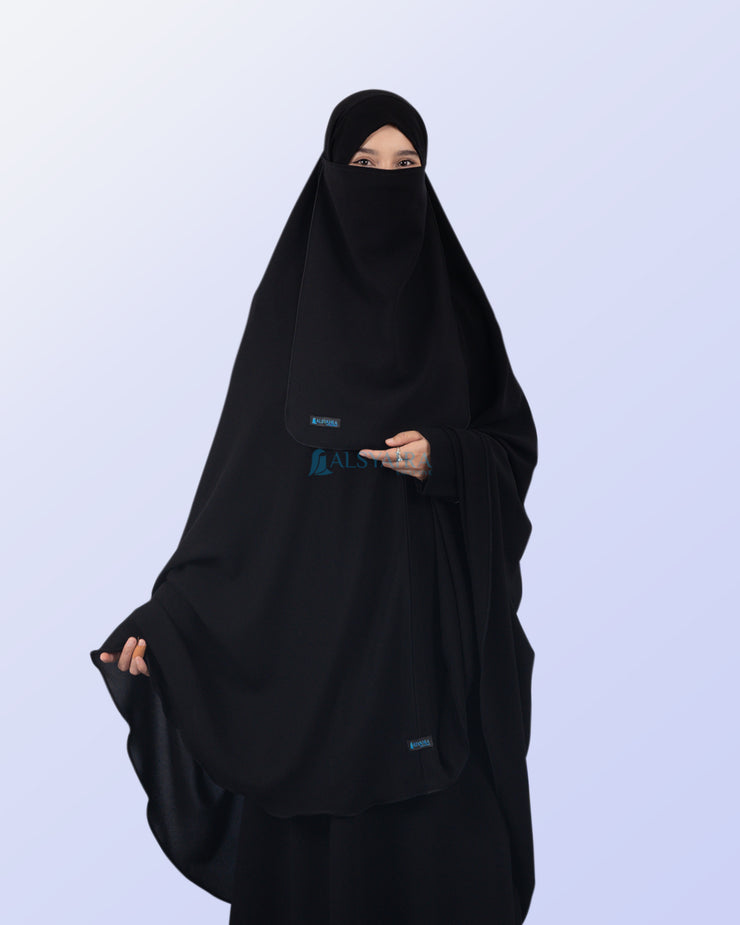 Alsyahra Exclusive Khimar Bandana Cadar Tali Jetblack Size XXL