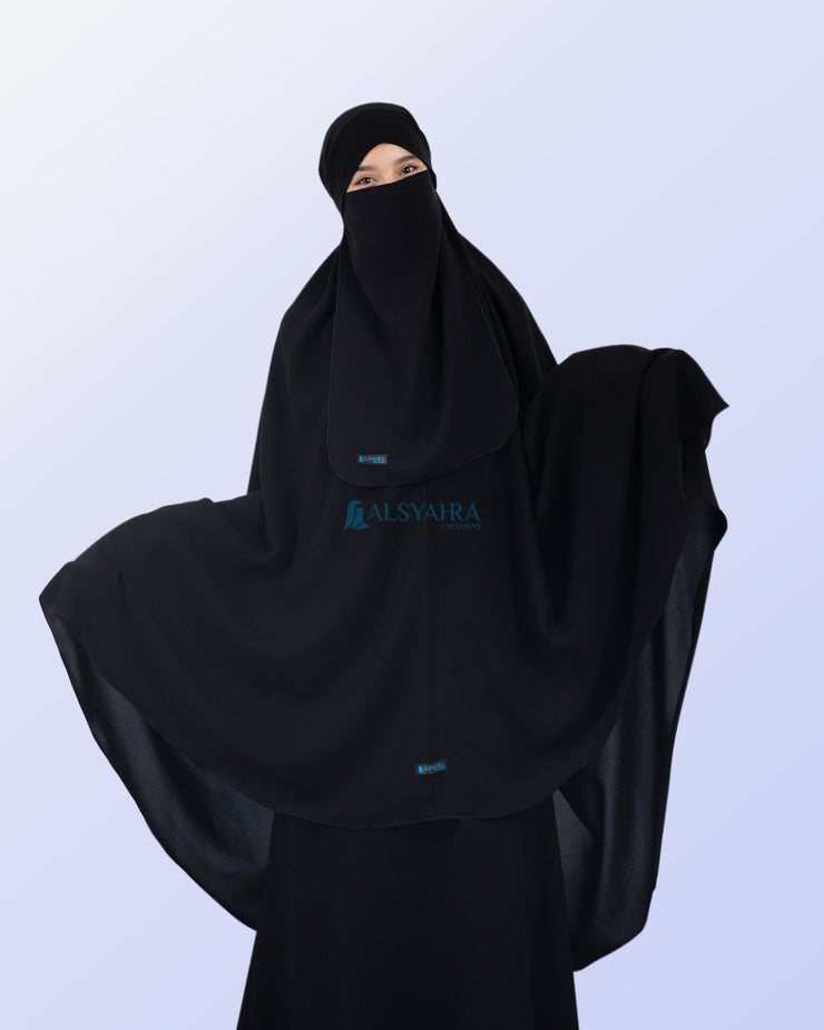 Alsyahra Exclusive Khimar Bandana Cadar Tali Jetblack Size XXL