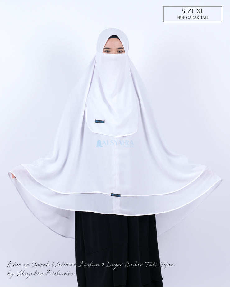 Alsyahra Set Khimar Umroh Walimah Bisban 2 Layer Cadar Tali Sifon XL
