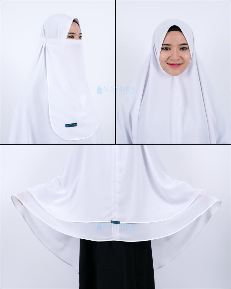 Alsyahra Set Khimar Umroh Walimah Bisban 2 Layer Cadar Tali Sifon XL