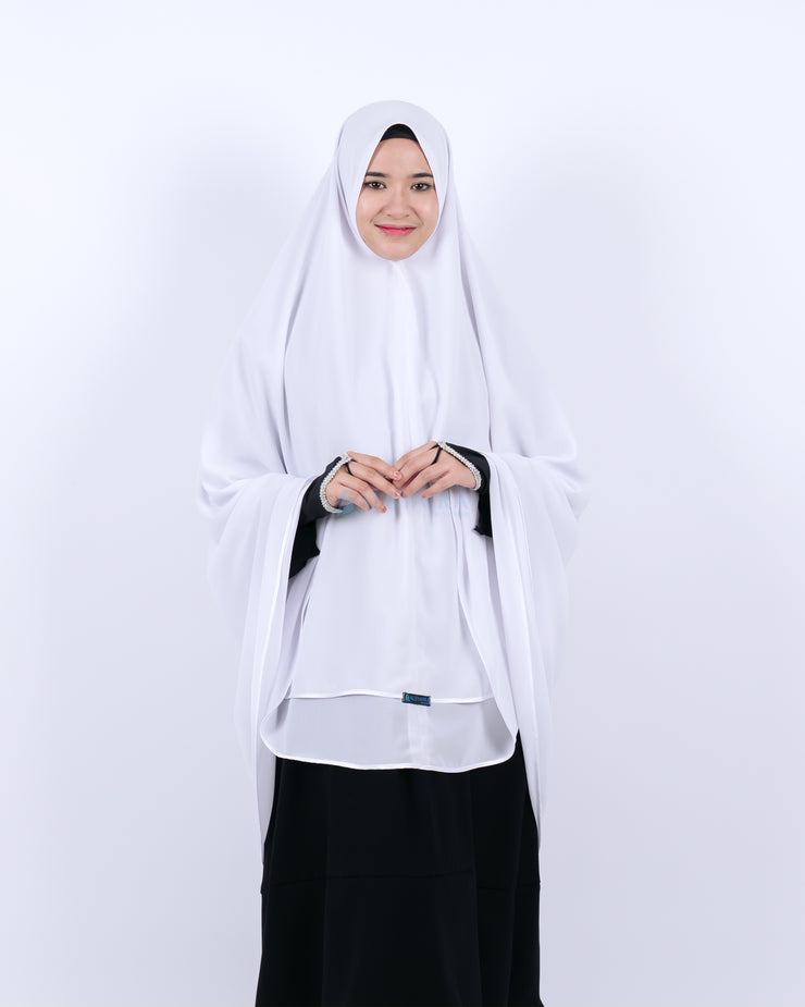 Alsyahra Set Khimar Umroh Walimah Bisban 2 Layer Cadar Tali Sifon XL