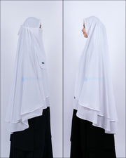 Alsyahra Set Khimar Umroh Walimah Bisban 2 Layer Cadar Tali Sifon XL