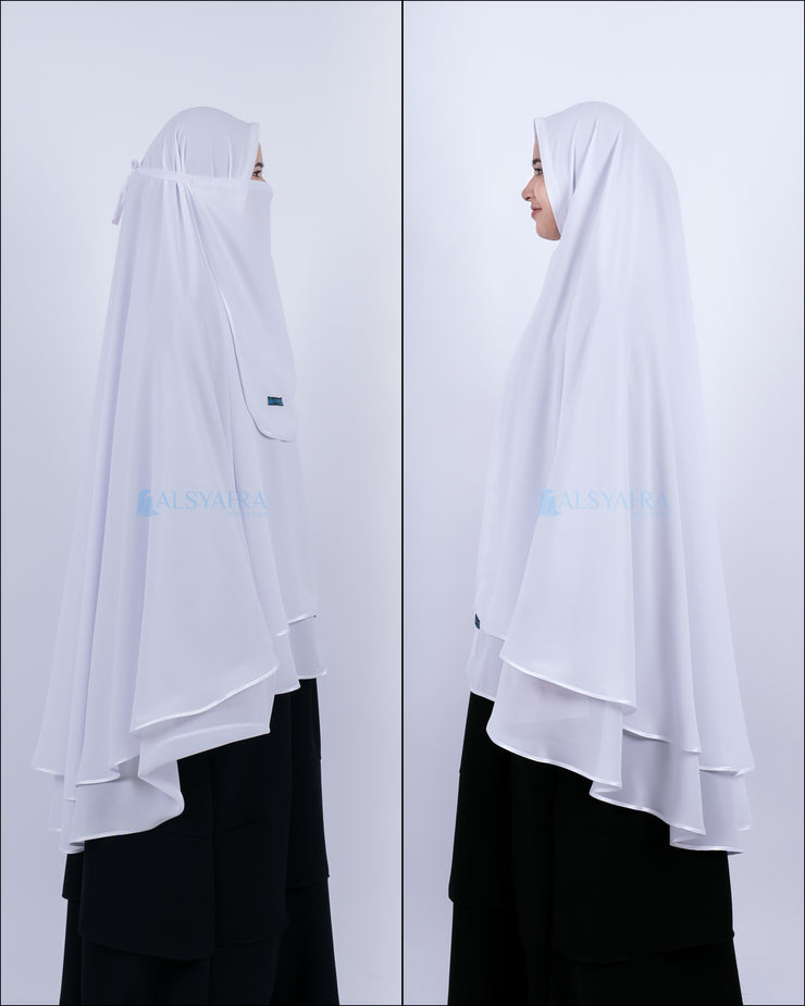 Alsyahra Set Khimar Umroh Walimah Bisban 2 Layer Cadar Tali Sifon XL