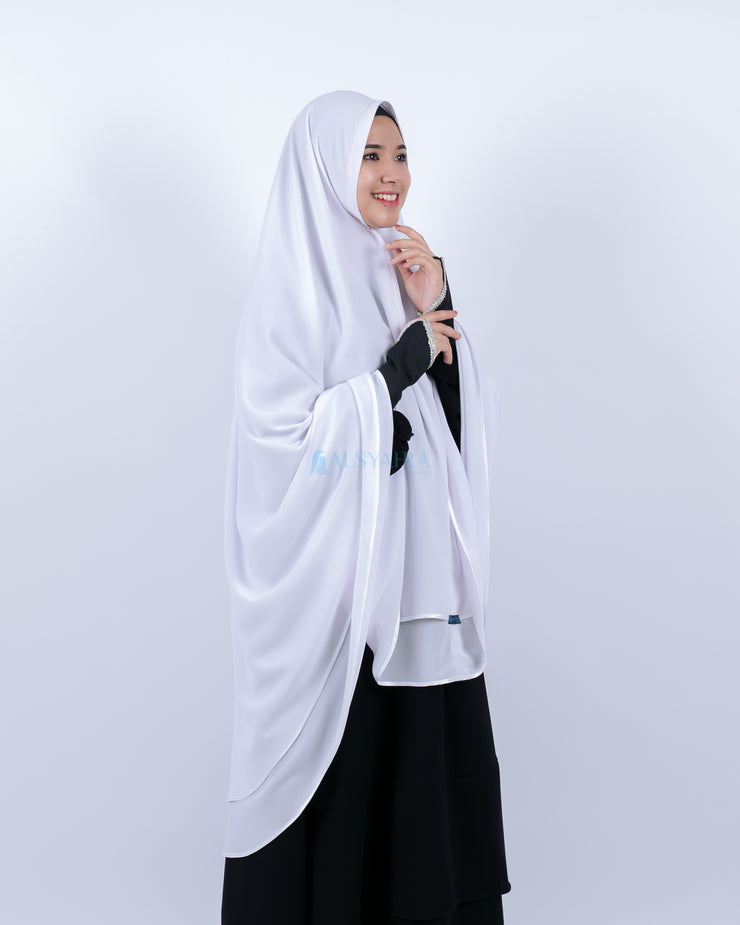 Alsyahra Set Khimar Umroh Walimah Bisban 2 Layer Cadar Tali Sifon XL