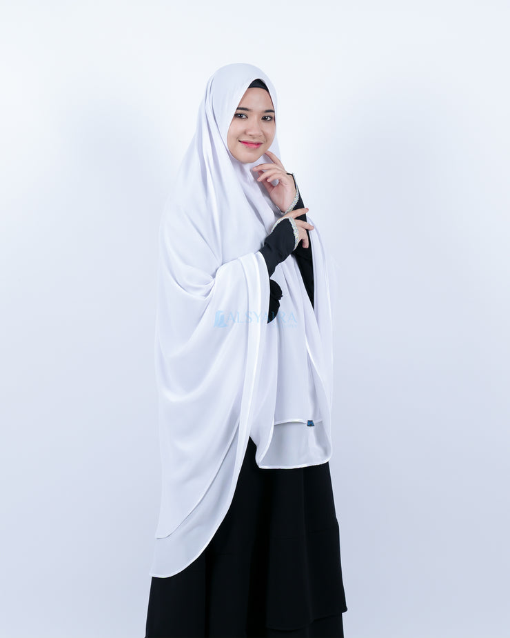 Alsyahra Set Khimar Umroh Walimah Bisban 2 Layer Cadar Tali Sifon XL