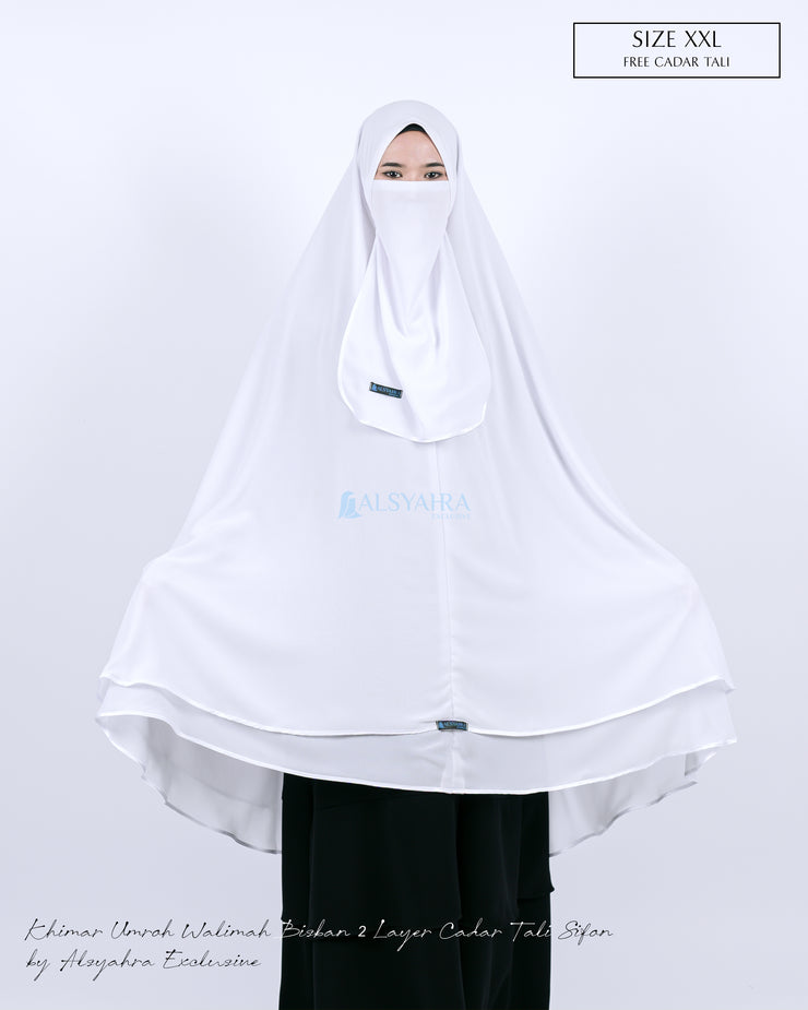Alsyahra Set Khimar Umroh Walimah Bisban 2 Layer Cadar Tali Sifon XXL