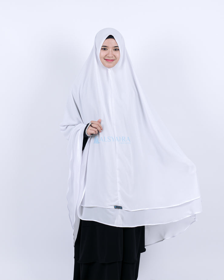 Alsyahra Set Khimar Umroh Walimah Bisban 2 Layer Cadar Tali Sifon XXL