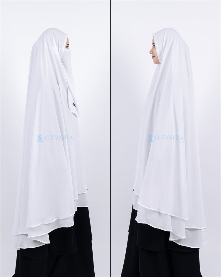 Alsyahra Set Khimar Umroh Walimah Bisban 2 Layer Cadar Tali Sifon XXL