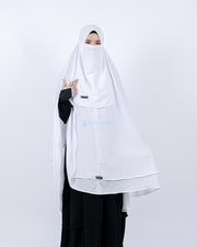 Alsyahra Set Khimar Umroh Walimah Bisban 2 Layer Cadar Tali Sifon XXL