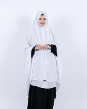 Alsyahra Set Khimar Umroh Walimah Bisban 2 Layer Cadar Tali Sifon XXL