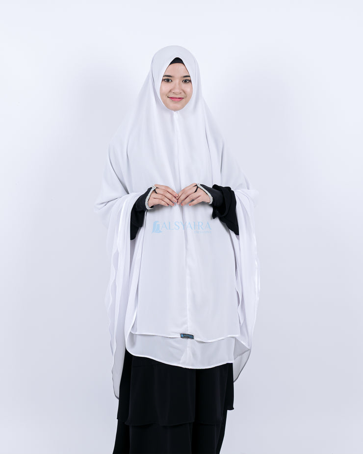 Alsyahra Set Khimar Umroh Walimah Bisban 2 Layer Cadar Tali Sifon XXL