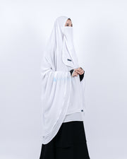 Alsyahra Set Khimar Umroh Walimah Bisban 2 Layer Cadar Tali Sifon XXL