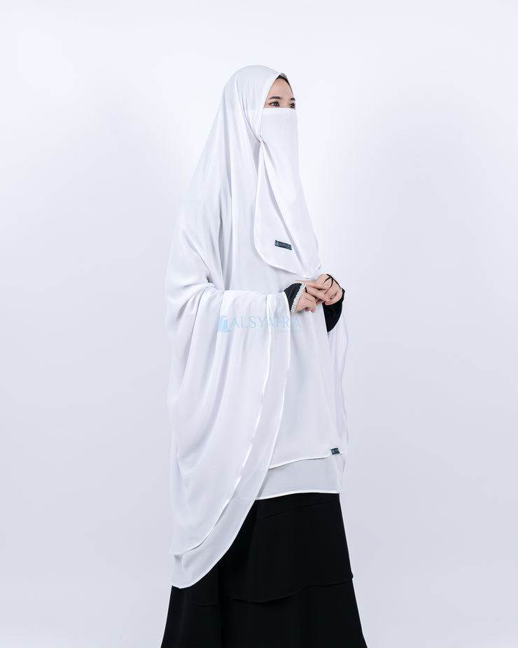 Alsyahra Set Khimar Umroh Walimah Bisban 2 Layer Cadar Tali Sifon XXL