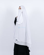 Alsyahra Set Khimar Umroh Walimah Bisban 2 Layer Cadar Tali Sifon XXL