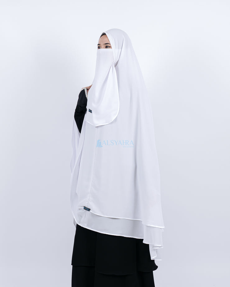 Alsyahra Set Khimar Umroh Walimah Bisban 2 Layer Cadar Tali Sifon XXL