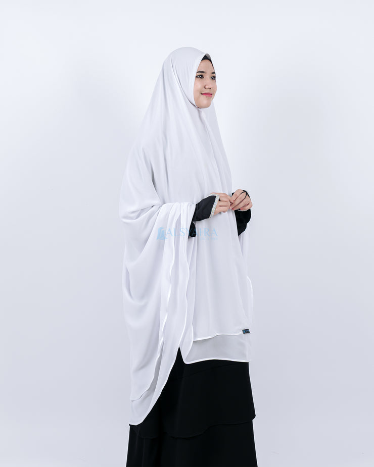 Alsyahra Set Khimar Umroh Walimah Bisban 2 Layer Cadar Tali Sifon XXL