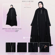 Alsyahra Exclusive Gamis Abaya Outer Hajar Multifungsi Jetblack