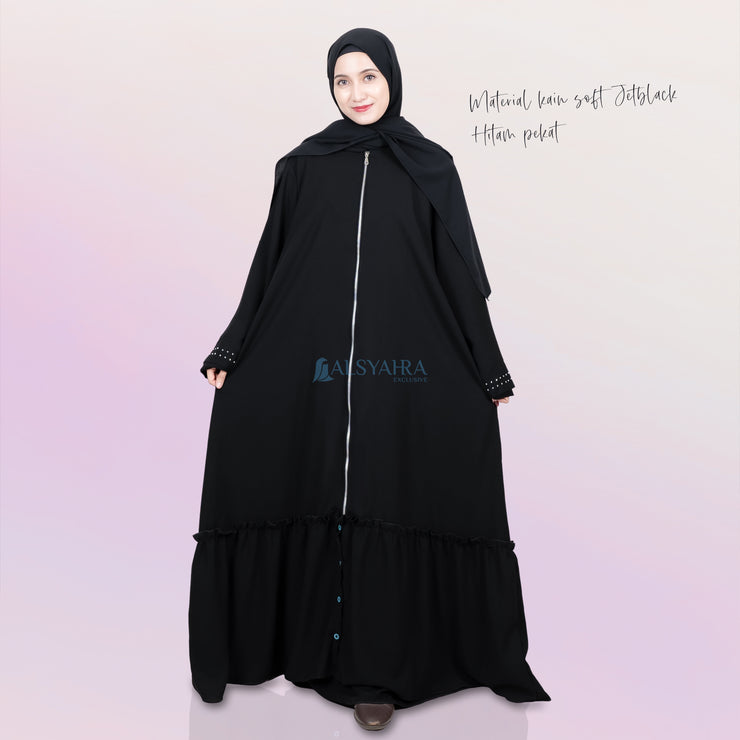 Alsyahra Exclusive Gamis Abaya Outer Hajar Multifungsi Jetblack