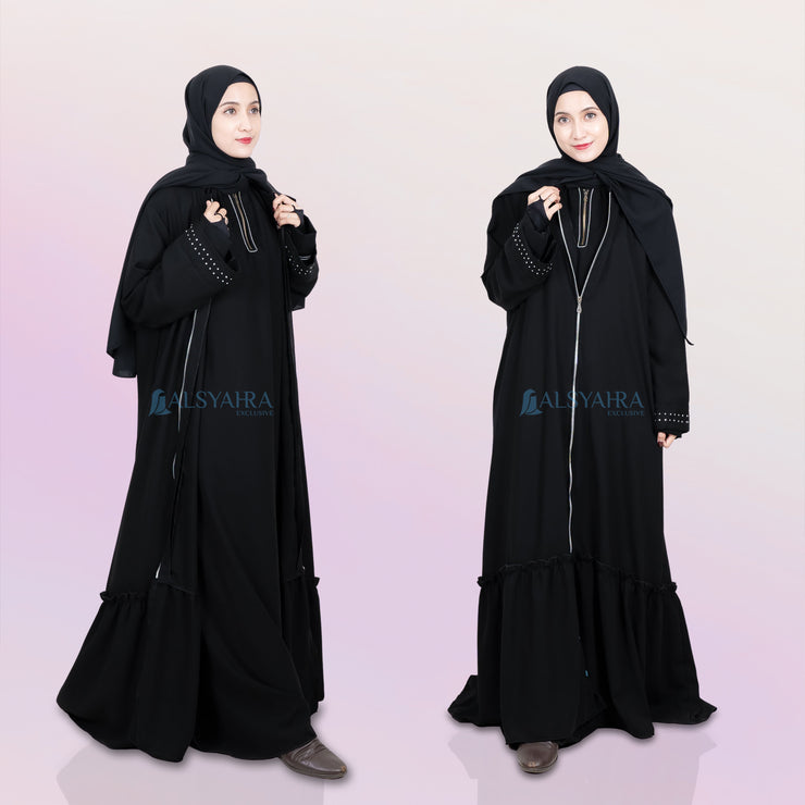 Alsyahra Exclusive Gamis Abaya Outer Hajar Multifungsi Jetblack