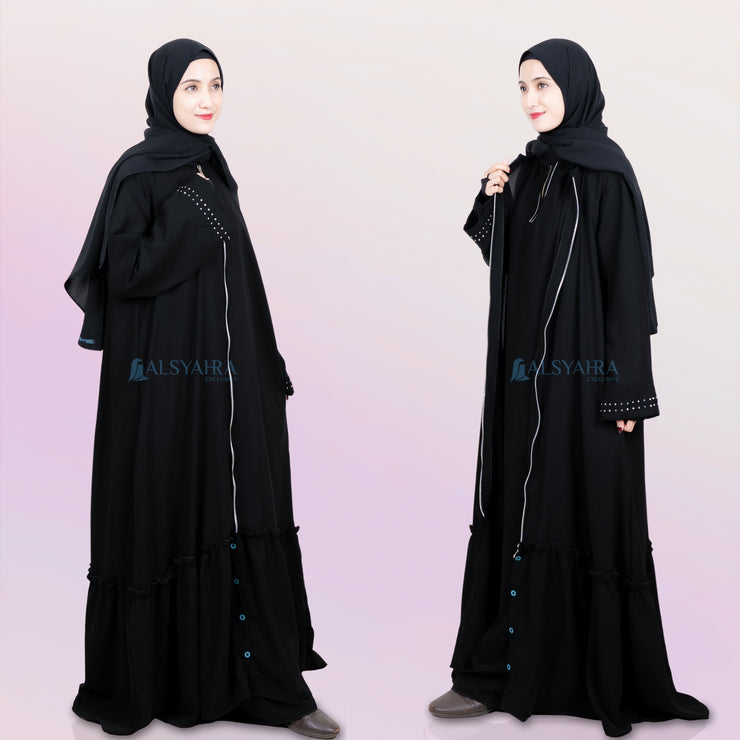 Alsyahra Exclusive Gamis Abaya Outer Hajar Multifungsi Jetblack