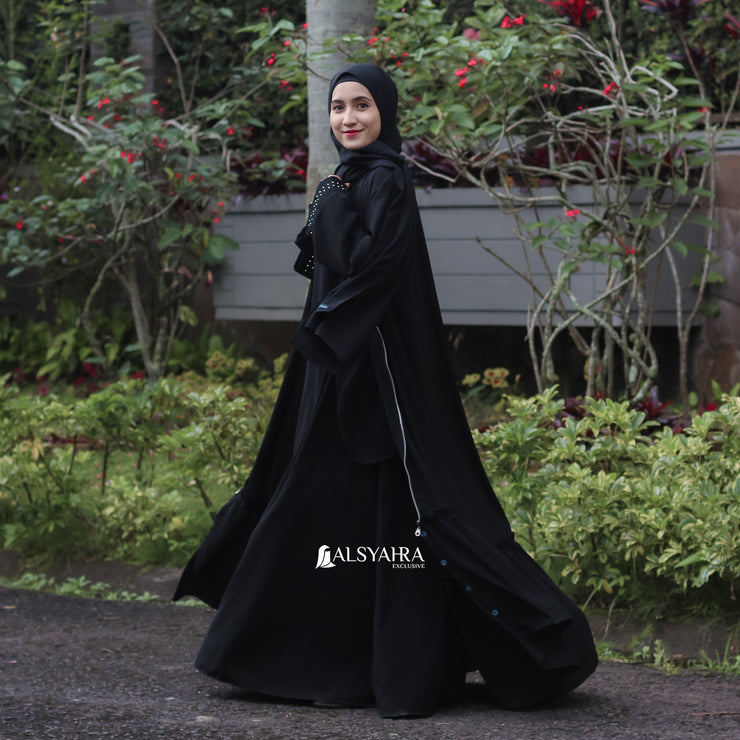 Alsyahra Exclusive Gamis Abaya Outer Hajar Multifungsi Jetblack