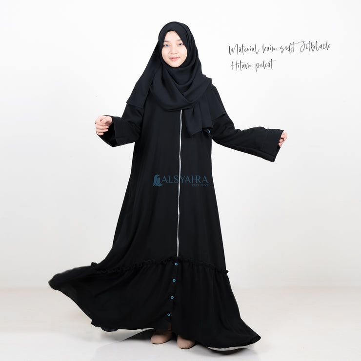 Alsyahra Exclusive Gamis Abaya Outer Hawwa Multifungsi Jetblack