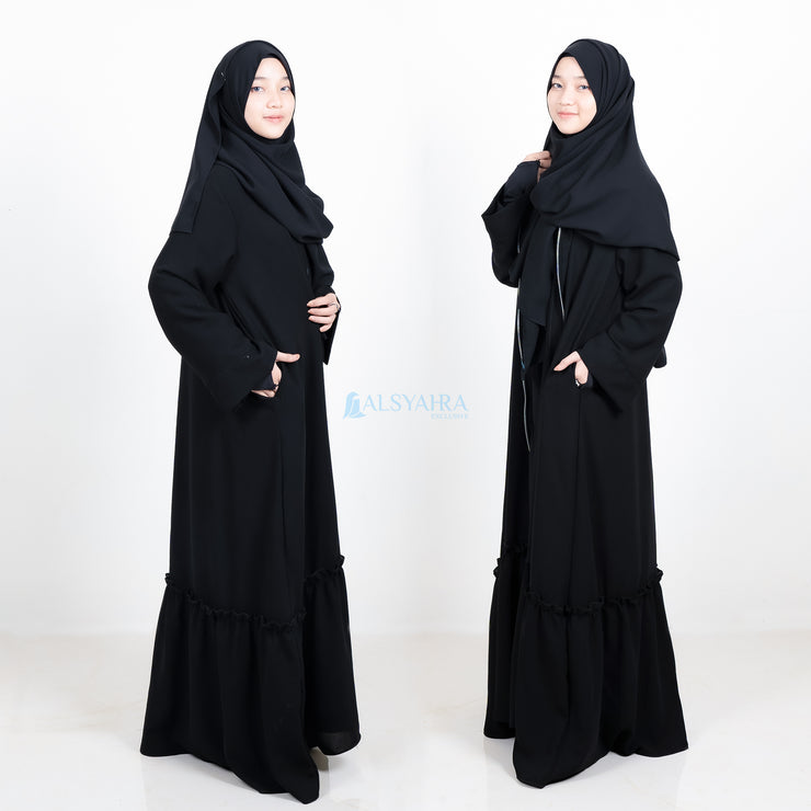 Alsyahra Exclusive Gamis Abaya Outer Hawwa Multifungsi Jetblack