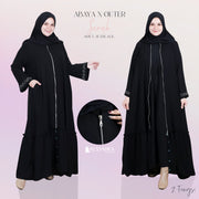 Alsyahra Exclusive Gamis Abaya Outer Sarah Multifungsi Jetblack