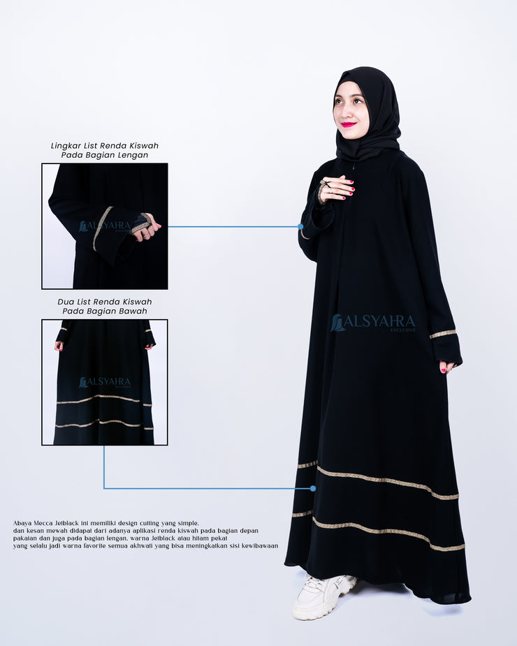 Abaya Gamis Syari Mecca Jetblack Alsyahra Exclusive