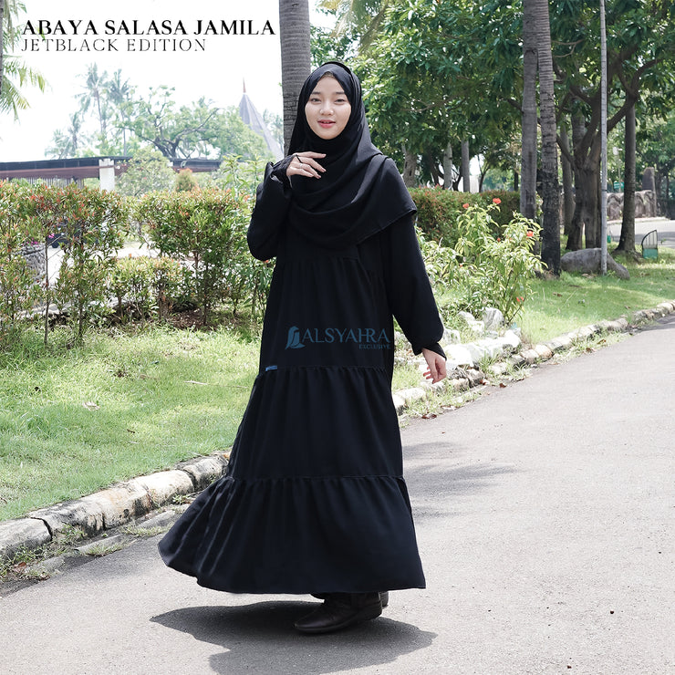 Alsyahra Exclusive Gamis Abaya Syari Salasa Jamila Jetblack