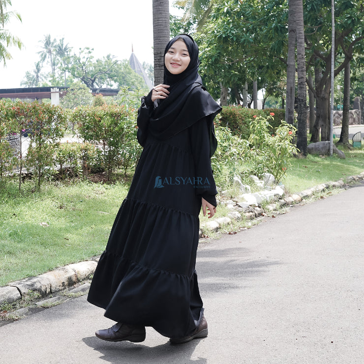Alsyahra Exclusive Gamis Abaya Syari Salasa Jamila Jetblack