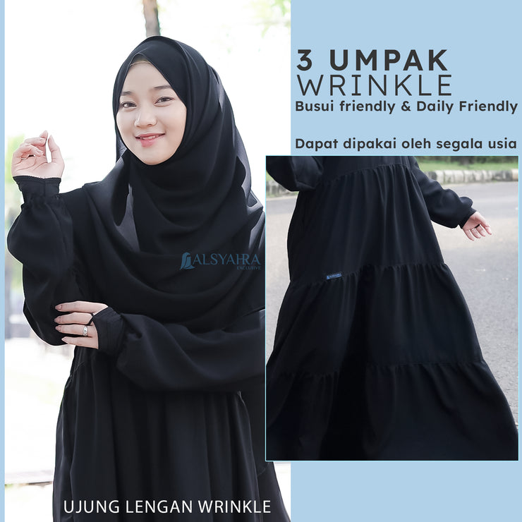 Alsyahra Exclusive Gamis Abaya Syari Salasa Jamila Jetblack