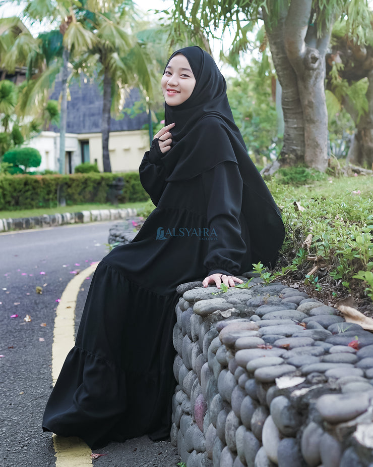 Alsyahra Exclusive Gamis Abaya Syari Salasa Jamila Jetblack