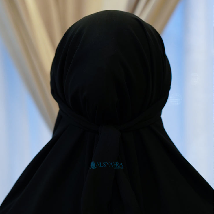 French Khimar Ayumi Size L Sifon Jetblack by Alsyahra Exclusive