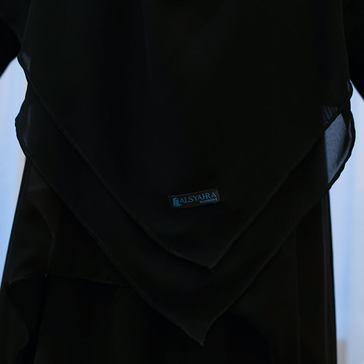 French Khimar Ayumi Size L Sifon Jetblack by Alsyahra Exclusive