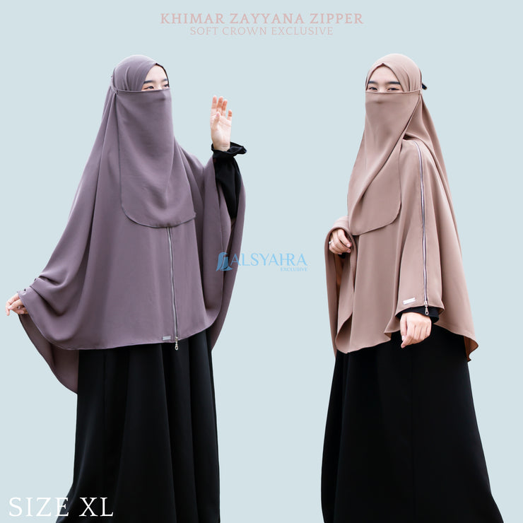 Alsyahra Exclusive Set Khimar Zayyana Zipper Size XL Soft Crown Exclusive