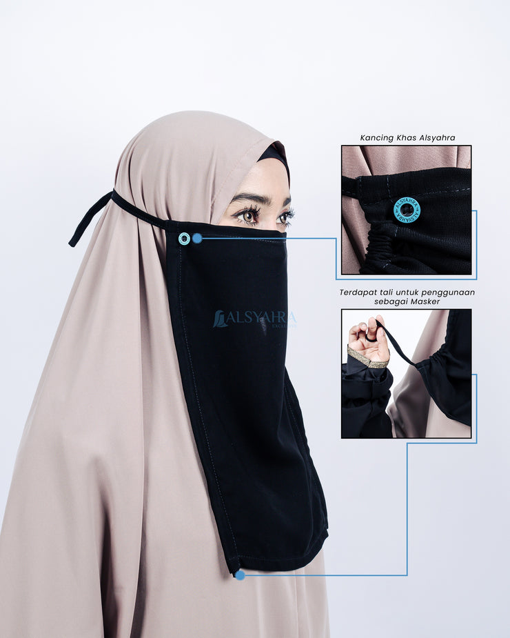 Masker Cadar Raudhah Jetblack Alsyahra Exclusive