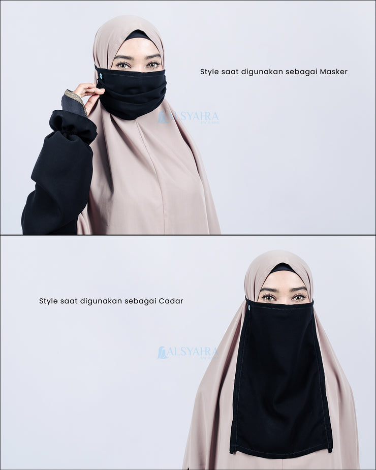 Masker Cadar Raudhah Jetblack Alsyahra Exclusive